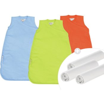 3 KIS PAMUT HÁLÓZSÁK + 3 JERSEY ÁGYNEMŰ 